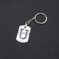 Minimalist stainless steel keychain pendant with engraved letter U and round keyring - Letter U