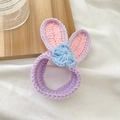 Handmade crochet bunny ear scrunchie in purple, pink and blue pastel colors - Purple