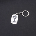 Minimalist stainless steel keychain with round ring and engraved letter Y pendant - Letter Y