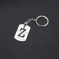 Minimalist silver stainless steel keychain featuring a brushed metal letter Z pendant - Letter Z