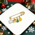 Christmas brooch pin with enamel snowflake, bell, tree and gingerbread man pendants - Snowflake (BR-019-Snowflake)