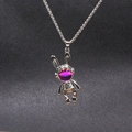 Mechanische astronaut konijn ketting in zilver met paars kleurverloop vizier detail - Eenvoudige Stijl / Kleurrijk