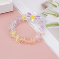 Dettaglio di perle in resina traslucida colorata e ciondolo sole sorridente per bimbi - Stile ape con piccoli fiori viola (BNS-0245)
