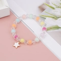 Close-up of colorful matte beaded bracelet with star charm and crystal beads for girls - Single Five-Pointed Star