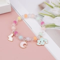 Detail of colorful macaron beaded bracelet with cute rabbit, moon and cloud charms - Rabbit Pink Moon And Cloud