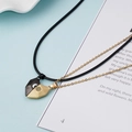Collier magnétique cœur soleil et lune pour couples avec pendentifs noir et doré - Or & Noir
