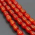 Polished natural red agate oval beads arranged in parallel rows for jewelry making - Waterdrop Shape (MS-0027) / 8mm
