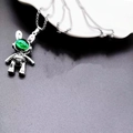 Mechanische zilveren konijn ketting met grote groene edelsteen voor een trendy hiphop stijl - Groen