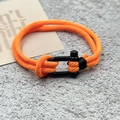 Bracelet de plage minimaliste en corde orange avec fermoir en U en métal noir élégant - Orange (Boucle en U en Alliage)