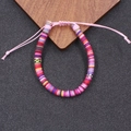 Handgefertigtes buntes Boho-Webarmband mit verstellbarem rosa Kordelzugverschluss - Rot Rosa Gelb Lila Blau (4)