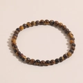 Classic tiger eye stone bead bracelet with polished 4mm energy beads and elastic cord - Tiger's Eye