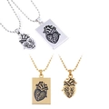 Anatomical heart couple necklace set in silver and gold finish with ball chain - Silver Round Bead Chain