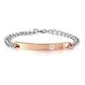 His Queen stainless steel couple bracelet with rose gold plate and pink gemstone - Rose Gold His Queen