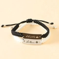 Passende Partnerarmbänder mit Her King und His Queen Gravur auf Metallplatten - Gewebter Seilstil
