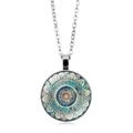 Collana con pendente a cupola in vetro Mandala vintage e catena in lega in stile bohémien - Argento