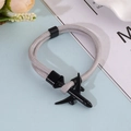 Minimalist gray braided cord bracelet with black airplane charm and adjustable slip knot - Gray