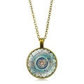 Collana con ciondolo mandala vintage in bronzo con motivi geometrici blu e viola fini - Bronzo