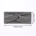 Dark grey twisted sports headband for women, size 22x10cm, soft knitted cross design - Gray
