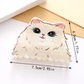 Parelmoerwitte Ragdoll kat haarklem van acryl materiaal, afmeting 7,5 cm lang - Iriserend Wit (A)