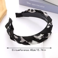 Diadema trenzada con estampado de leopardo gris y negro con dientes antideslizantes - Perímetro 40cm / Blanco