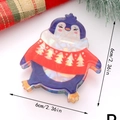 Pince à cheveux pingouin 6cm violette avec motif pull rouge de Noël en acrylique - Pingouin Violet En Pull Rouge (B)
