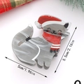 Pince à cheveux chat de 5 cm avec texture marbre gris et bonnet de Noël festif détaillé - Chat Marbre Gris Avec Bonnet De Noël (C)