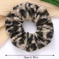 Elastico per capelli in peluche leopardato beige e marrone, diametro circa 15 cm - Leopardo Beige