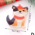 Pince à cheveux de Noël 5cm avec motif de chien et bonnet rouge en acrylique - Chien Noir Et Blanc Avec Écharpe Rouge (D)