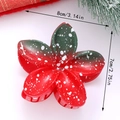 Pince à cheveux fleur de Noël avec dégradé festif rouge et vert et motif flocon de neige - Fleur à Cinq Pétales (C)