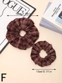 Detail showing two sizes of vintage burgundy plaid scrunchies with 18cm and 13cm diameters - Small / Style F