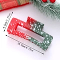 Christmas butterfly hair claw clip with red green gradient and snowflake pattern - Rectangular Shape (F)