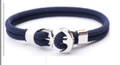 Bracelet minimaliste en cordon bleu marine avec un fermoir ancre en métal argenté - Bleu Marine (Boucle d'Ancre)