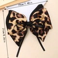Pinza para el pelo con lazo grande de leopardo en satén de doble capa de 19x21 cm - Estampado de leopardo