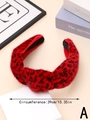 Cerchietto annodato in peluche leopardato rosso in morbida pelliccia, giro 39 cm - Leopardo Rosso (Stile A)