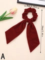 Bordeauxrode fluwelen strik scrunchie met lange linten en 24cm totale lengte - Lang Lint Strik Haarelastiekje (Stijl A)