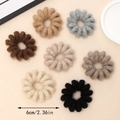Set mit 7 großen Plüsch-Spiral-Haargummis in neutralen Erdtönen 6cm Durchmesser - Stil B