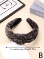 Cerchietto con nodo in peluche leopardato grigio-marrone con circonferenza di 39 cm - Stampa Leopardata Grigio Scuro (Stile B)