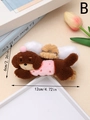 Dettaglio della molletta per capelli a forma di bassotto in peluche con lunghezza di 12cm - Stile Cane a Pois Rosa (B)