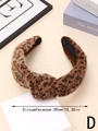 Cerchietto in peluche leopardato con nodo in finta pelliccia marrone di 39 cm - Stampa Leopardata Marrone Caramello (Stile D)