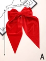 Macro detail of large red velvet bow hair clip with size dimensions 19cm by 36cm - Red (A)