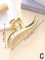 Detailed view showing the 12.5cm large gold metal wave hair claw clip size dimensions - Light Gold (C)