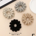 Lot de 4 élastiques spirales en peluche, coloris noir et beige, diamètre 6 cm - Style E