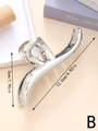 Detail of silver wavy metal hair claw clip with size measurements 12.5cm by 5cm - Silver Color (B)