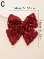 Dettaglio del fiocco per capelli fatto a mano con paillettes rosse da 14cm x 16cm - Fiocco di Lustrini Rosso (C)