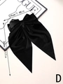 Large black velvet hair bow clip with long streamers and elegant 2025 retro design - Black (D)