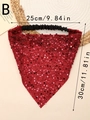 Glinsterende rode pailletten driehoekige hoofddoek voor keuken met elastiek 25x30cm - Rood (B)