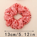 Chouchou pailleté rose corail avec texture en écailles de poisson et diamètre de 13 cm - 13cm / Rose Corail (Style A Petit)