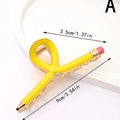 Schicke 9 cm gelbe Bleistift-Haarklammer mit rosa Radiergummi und goldener Metallfeder - Leuchtgelb (A)