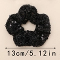 Chouchou noir à paillettes avec texture écailles de poisson et diamètre de 13 cm - 13cm / Noir (Style B Petit)