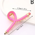Rosafarbene Metall-Haarklammer im Bleistift-Design mit goldenem Sockel, 9 cm lang - Pfirsichrosa (B)